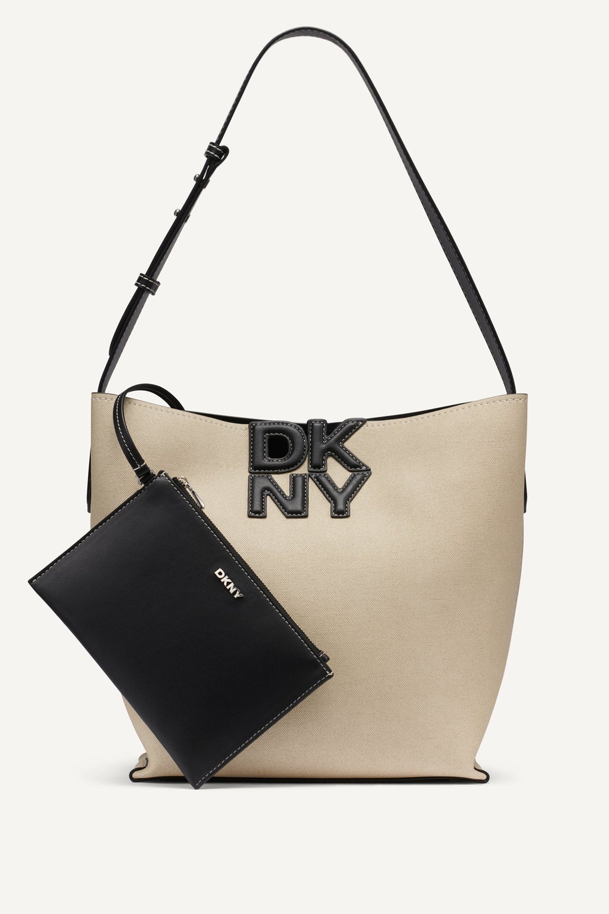 DKNY Nicole Logo Bucket Bag - Natural/Black