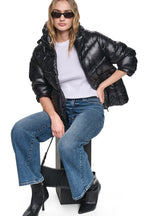 DKNY Women's Quilted Puffer with Drama Collar