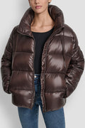 DKNY Women's Quilted Puffer with Drama Collar