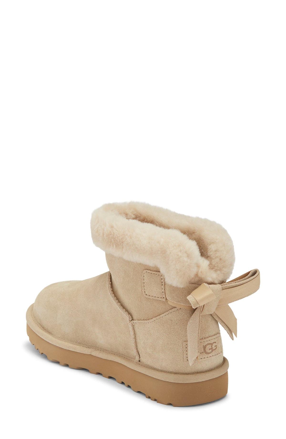 UGG Mini Bailey Bow Faux Shearling Boot Mustard Seed back