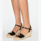 Eleanor Wedge Espadrille - Perfect Black / Gold