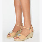 Eleanor Wedge Espadrille - Honeycomb Tan / Silver