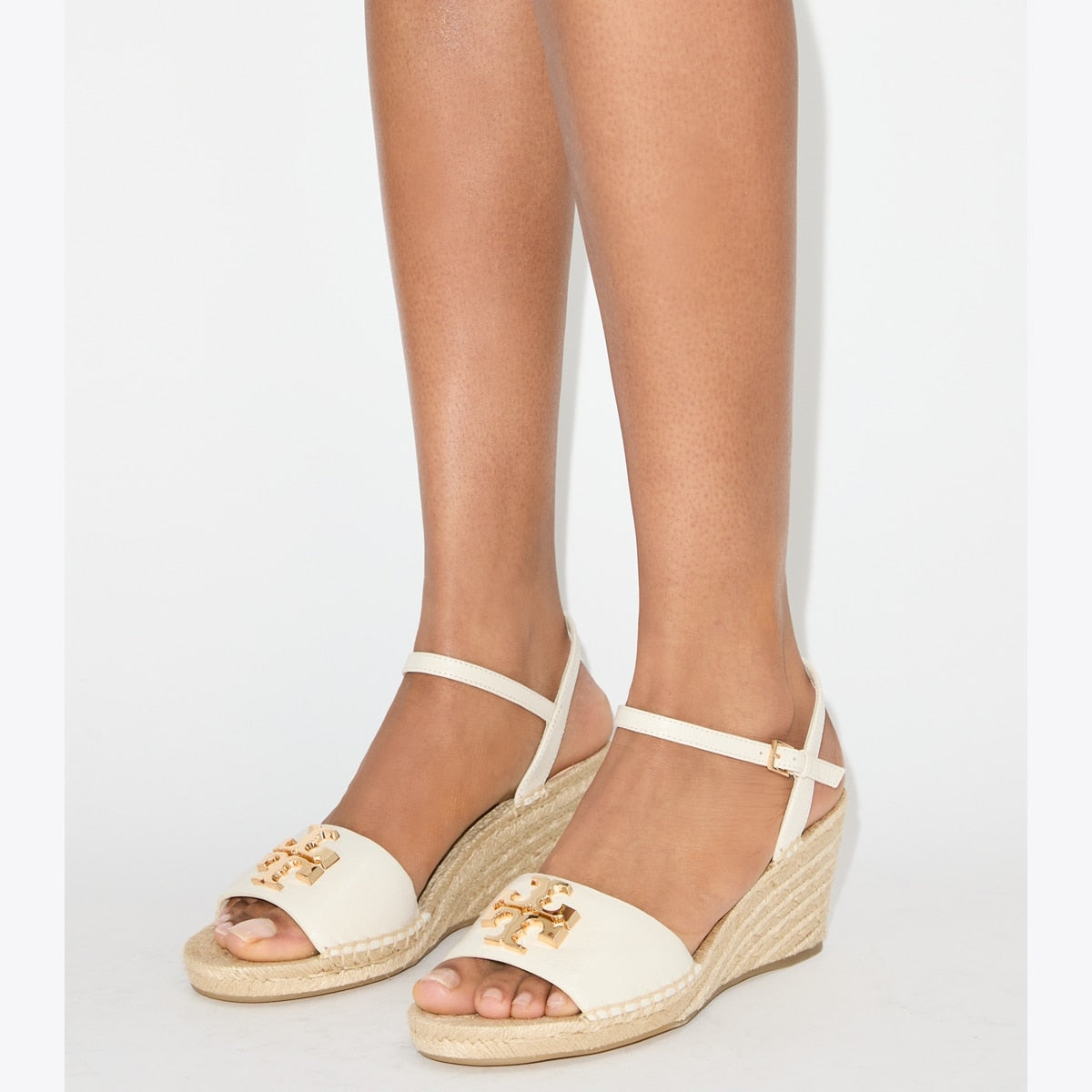 Eleanor Wedge Espadrille - Light Cream / Gold