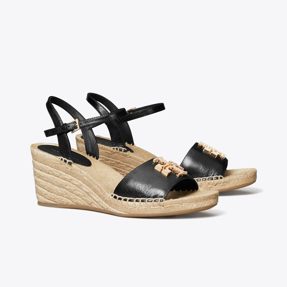 Eleanor Wedge Espadrille - Perfect Black / Gold