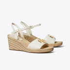 Eleanor Wedge Espadrille - Light Cream / Gold