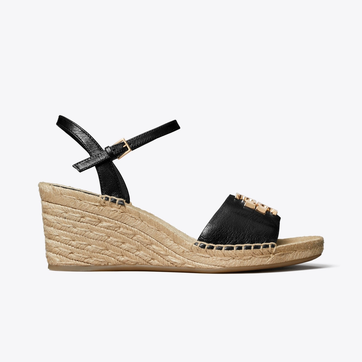 Eleanor Wedge Espadrille - Perfect Black / Gold