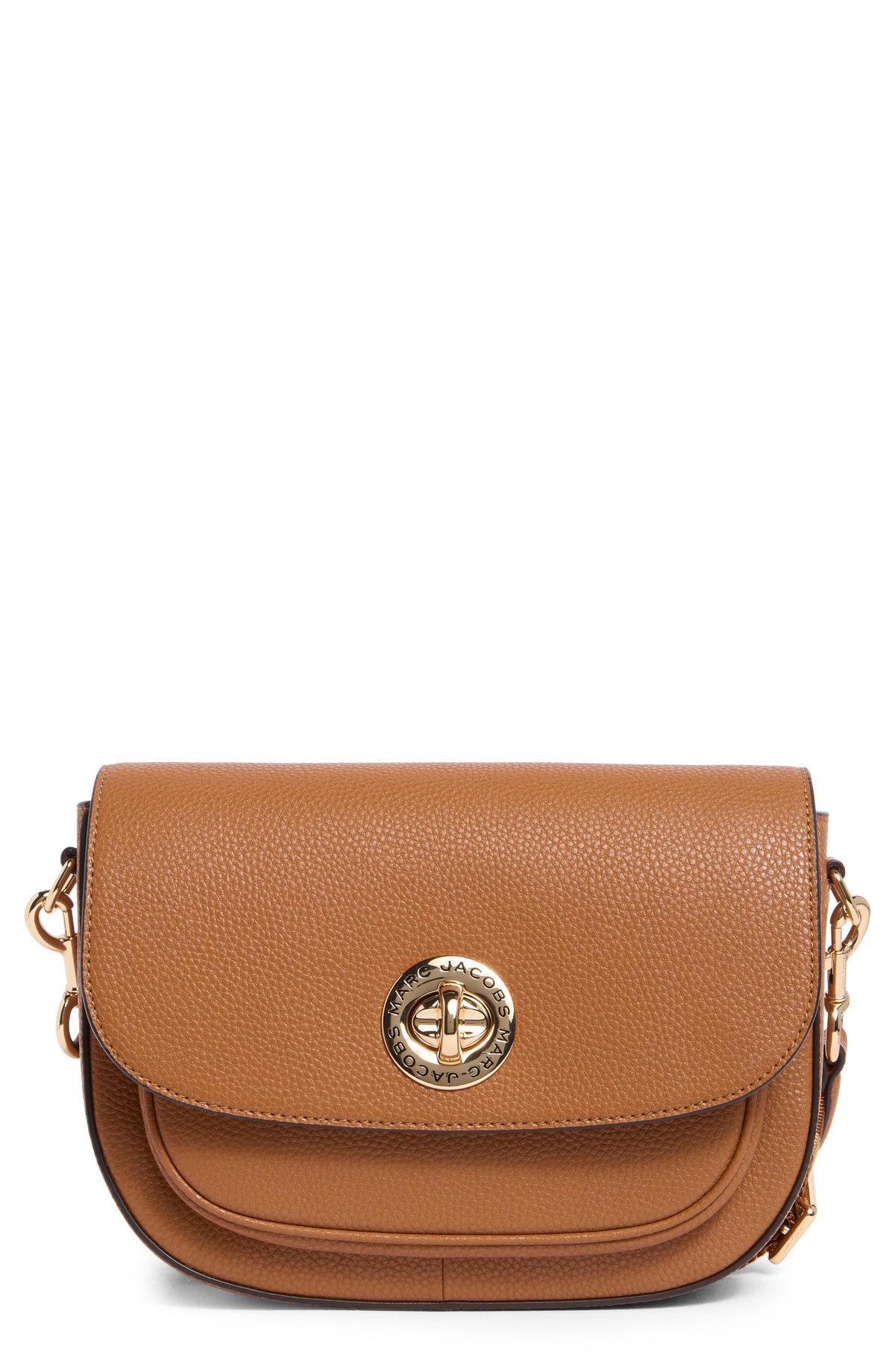 Signet Turnlock Leather Saddle Bag - Whiskey