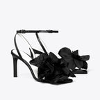 Flower Heeled Sandal - Perfect Black