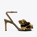 Flower Heeled Sandal - Olive Green