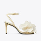 Flower Heeled Sandal - Soft Custard