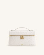 JW PEI Thea Top Handle Bag - Faux Ostrich Pearl White