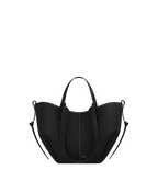 Polène Cyme Mini - Textured - Black with Ecru Stitching