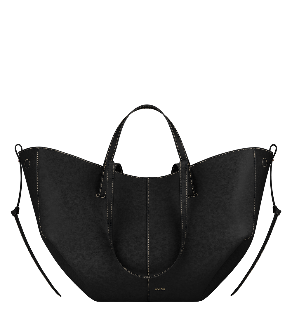 Polène Cyme - Textured - Black with Ecru Stitching