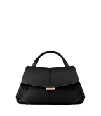 Polène Mokki Mini - Textured - Black with Ecru Stitching