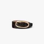 Tory Burch Pierced Embossed Croc Large Buckle Belt