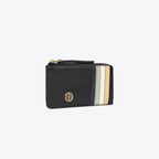 Tory Burch Robinson Pebbled Top-Zip Card Case