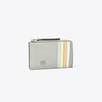 Tory Burch Robinson Pebbled Top-Zip Card Case