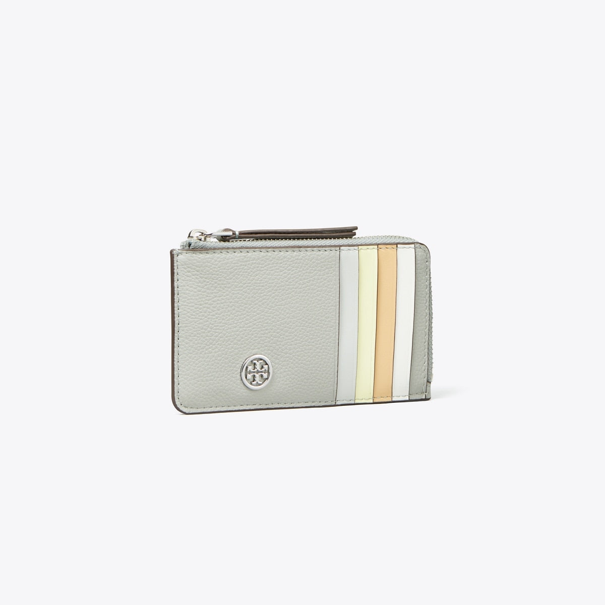 Tory Burch Robinson Pebbled Top-Zip Card Case