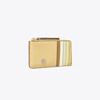 Tory Burch Robinson Pebbled Top-Zip Card Case