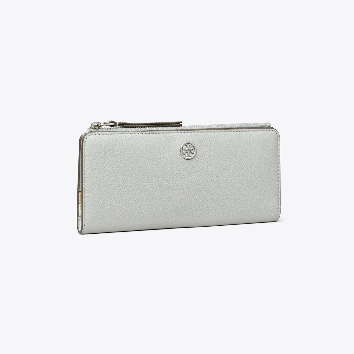 Tory Burch Robinson Pebbled Zip Slim Wallet