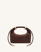 JW PEI Ellie Top Handle Bag - Faux Suede Croc Chocolate Brown