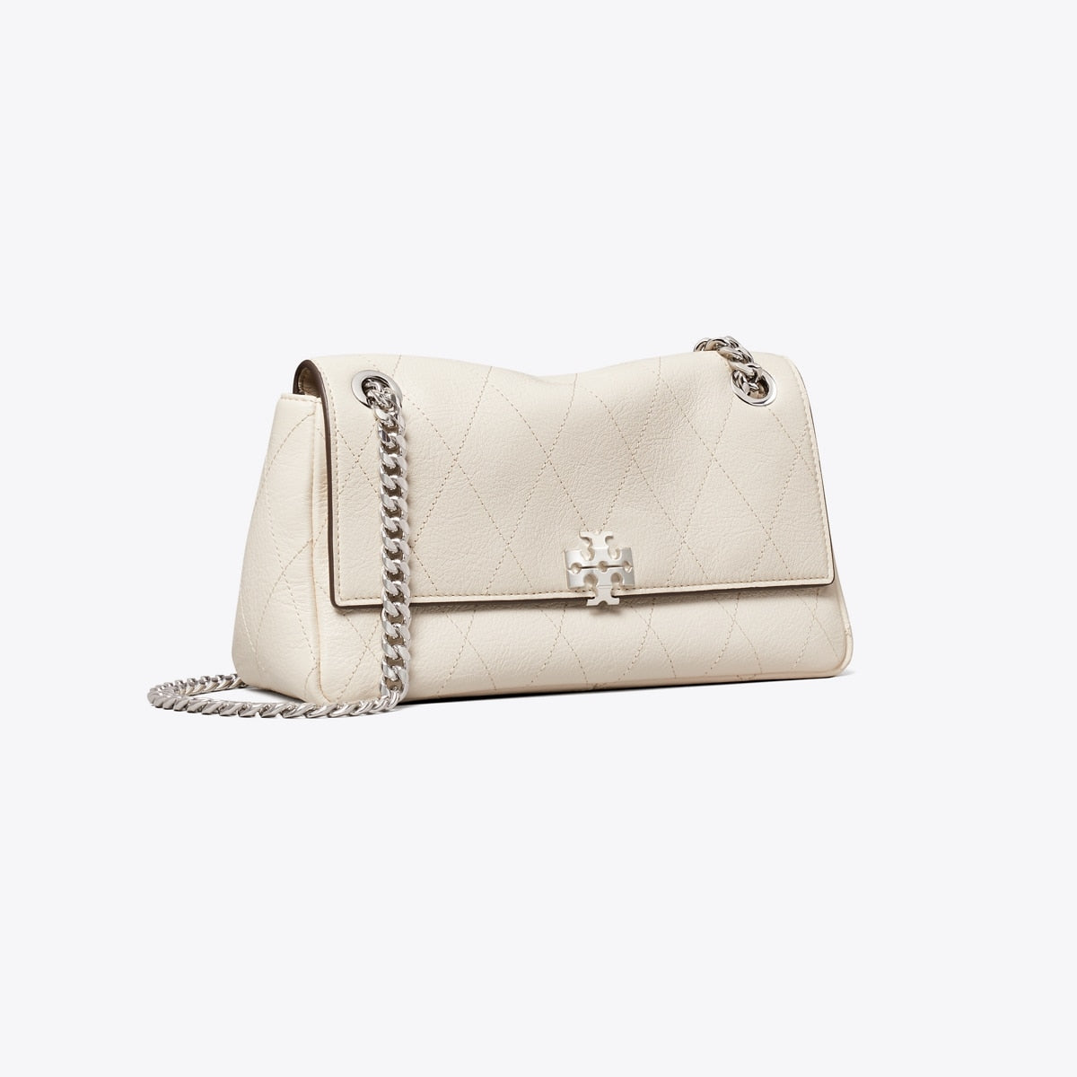 Tory Burch Small Charlie Quilted Shoulder Bag - Light Cream