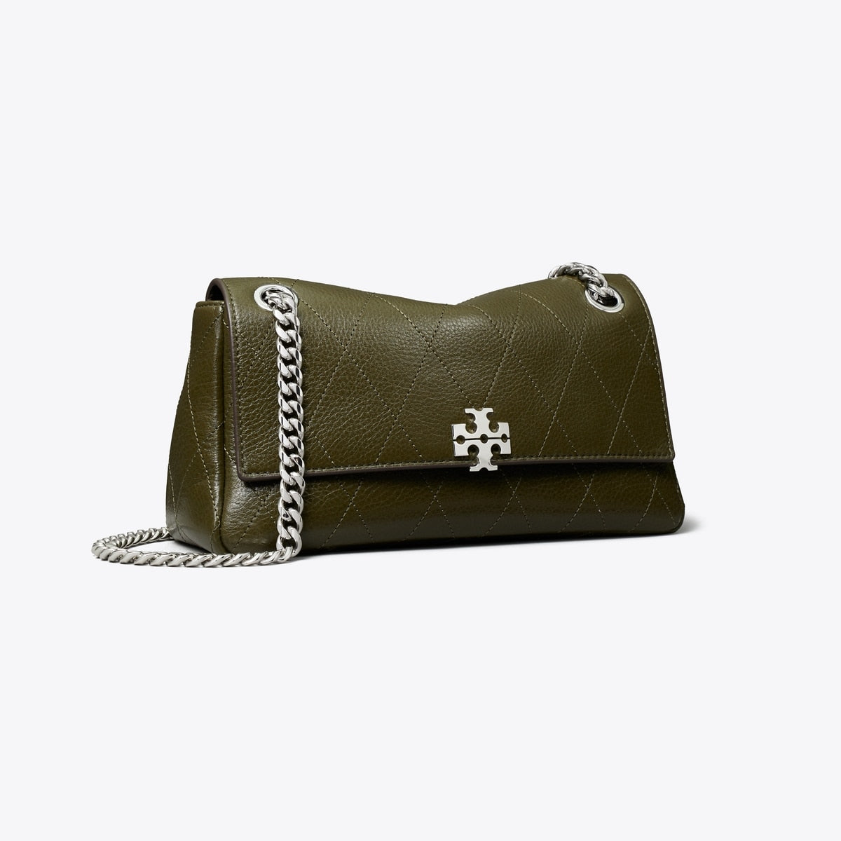 Tory Burch Small Charlie Quilted Shoulder Bag - Dark Olive