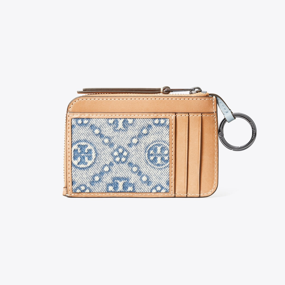 Tory Burch T Monogram Denim Zip Card Case