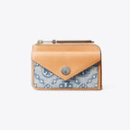 Tory Burch T Monogram Denim Zip Card Case