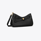 Tory Burch T Monogram Coated Jacquard Romy Zip-Top Crossbody Bag - Black
