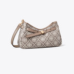 Tory Burch T Monogram Coated Jacquard Romy Zip-Top Crossbody Bag - Charcoal