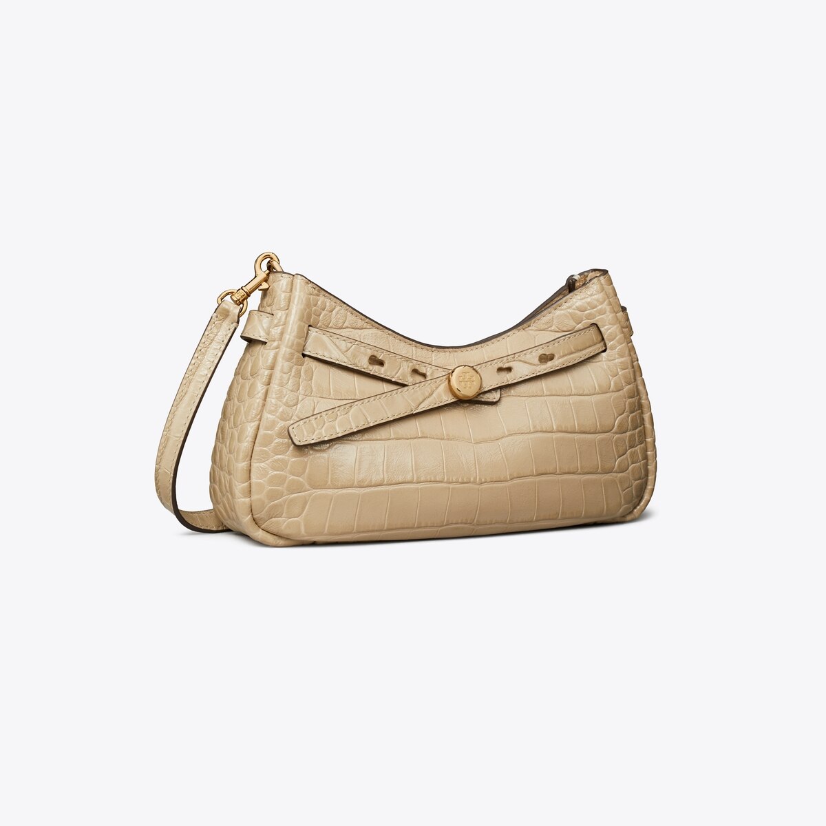 Tory Burch T Monogram Coated Jacquard Romy Zip-Top Crossbody Bag - Light Hickory