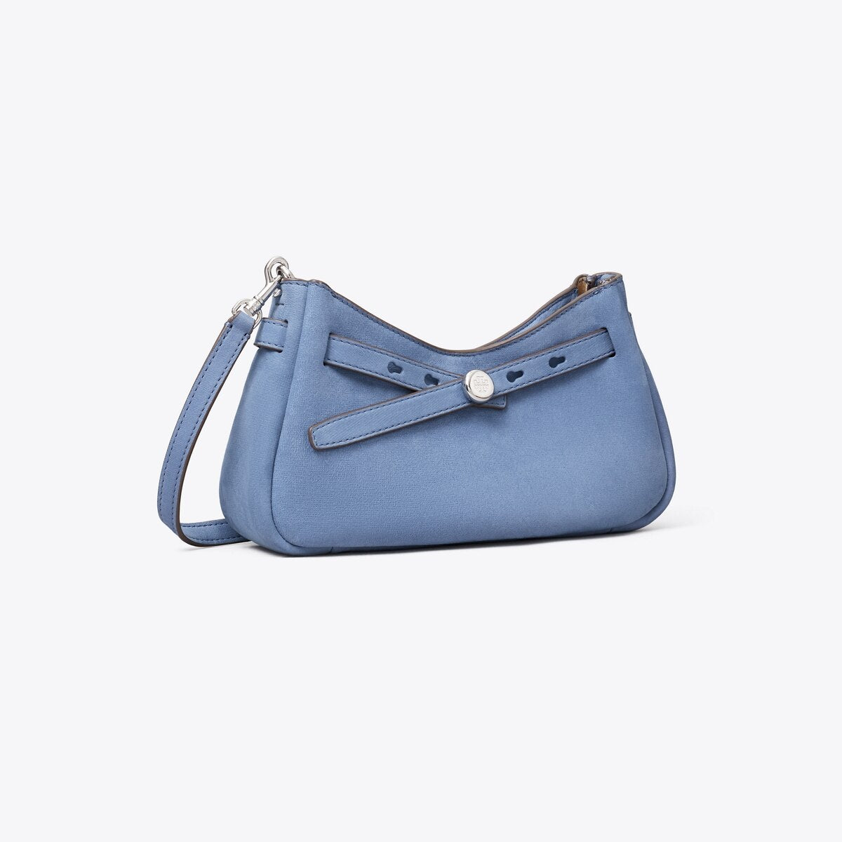 Tory Burch Romy Croc-Embossed Zip Top Crossbody Bag - Soft Blue