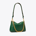 Tory Burch Small Perry Suede Shoulder Bag - Dark Kale