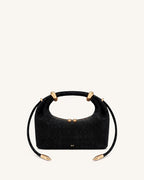 JW PEI Ellie Top Handle Bag - Faux Suede Croc Black