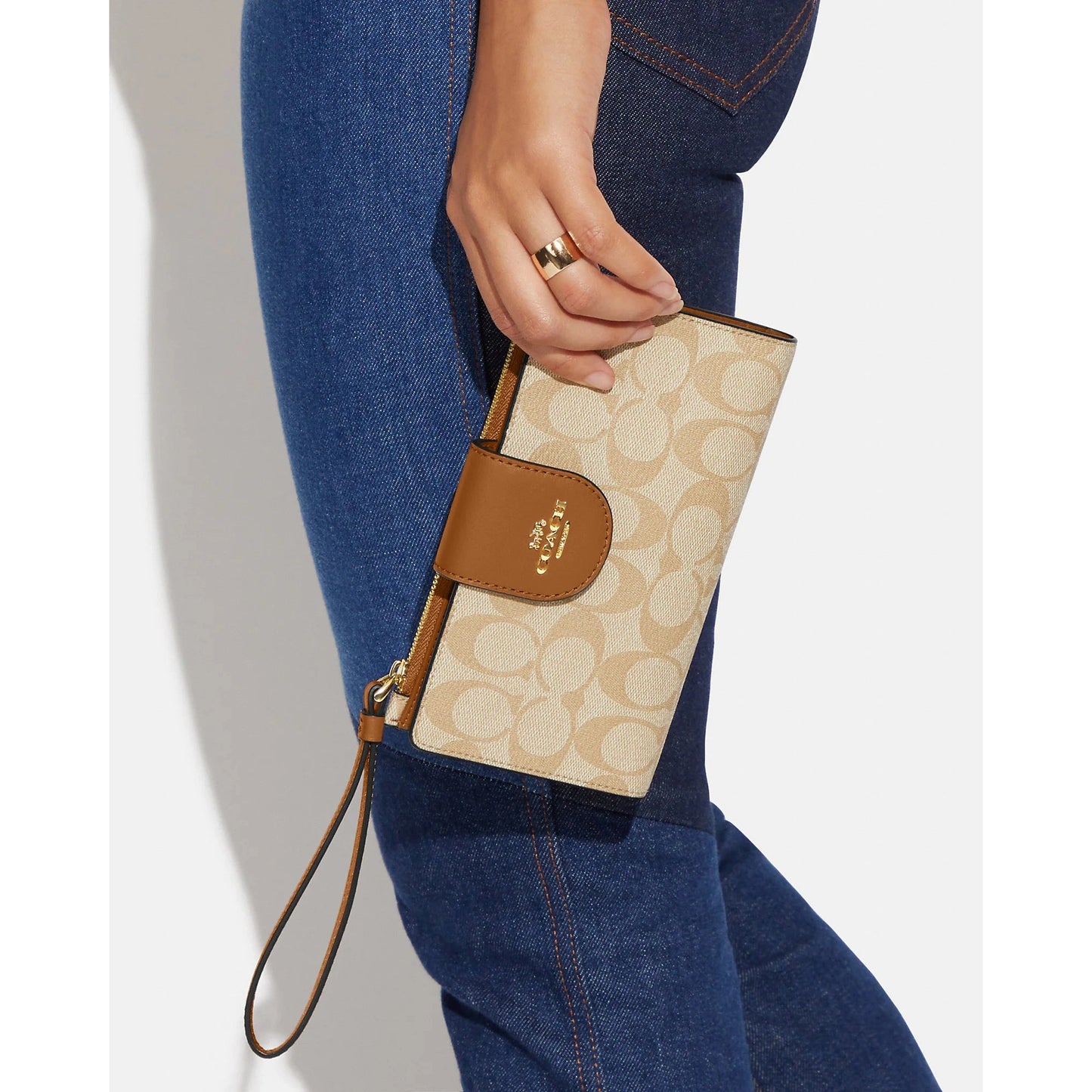 Coach Phone Wallet In Colorblock Signature Canvas
