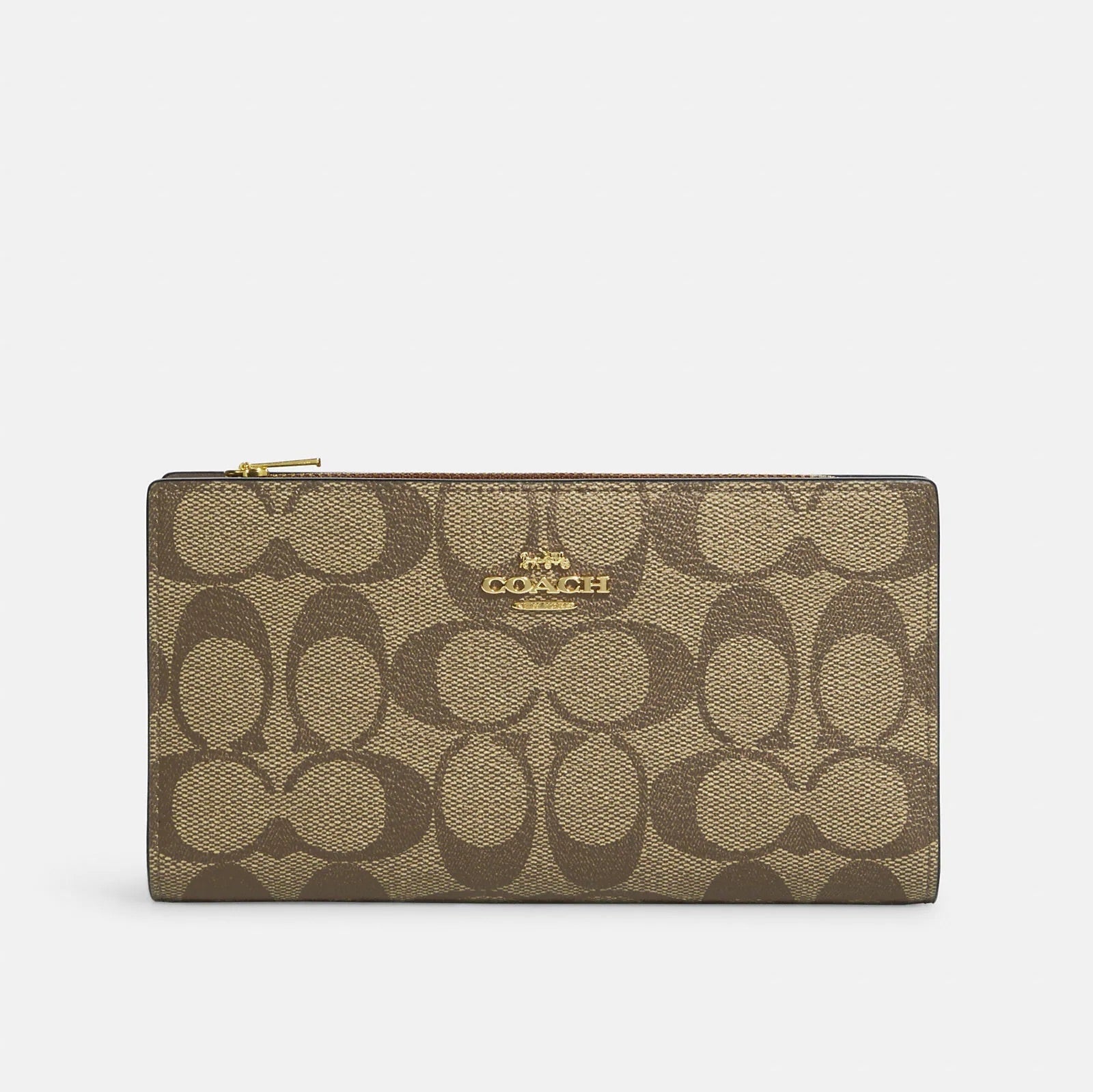 Cartera fina con cremallera de Coach en lona distintiva 